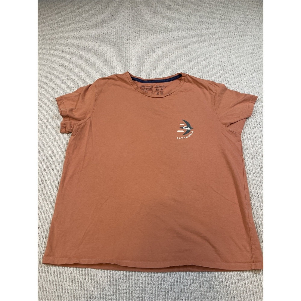 Patagonia Shirt Womens XL Orange Granite Swift Bird Organic Cotton